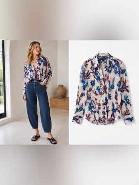 ETRO Milan Silk Floral Blouse Made in Italy | Size 42 (US M) | New Without Tags